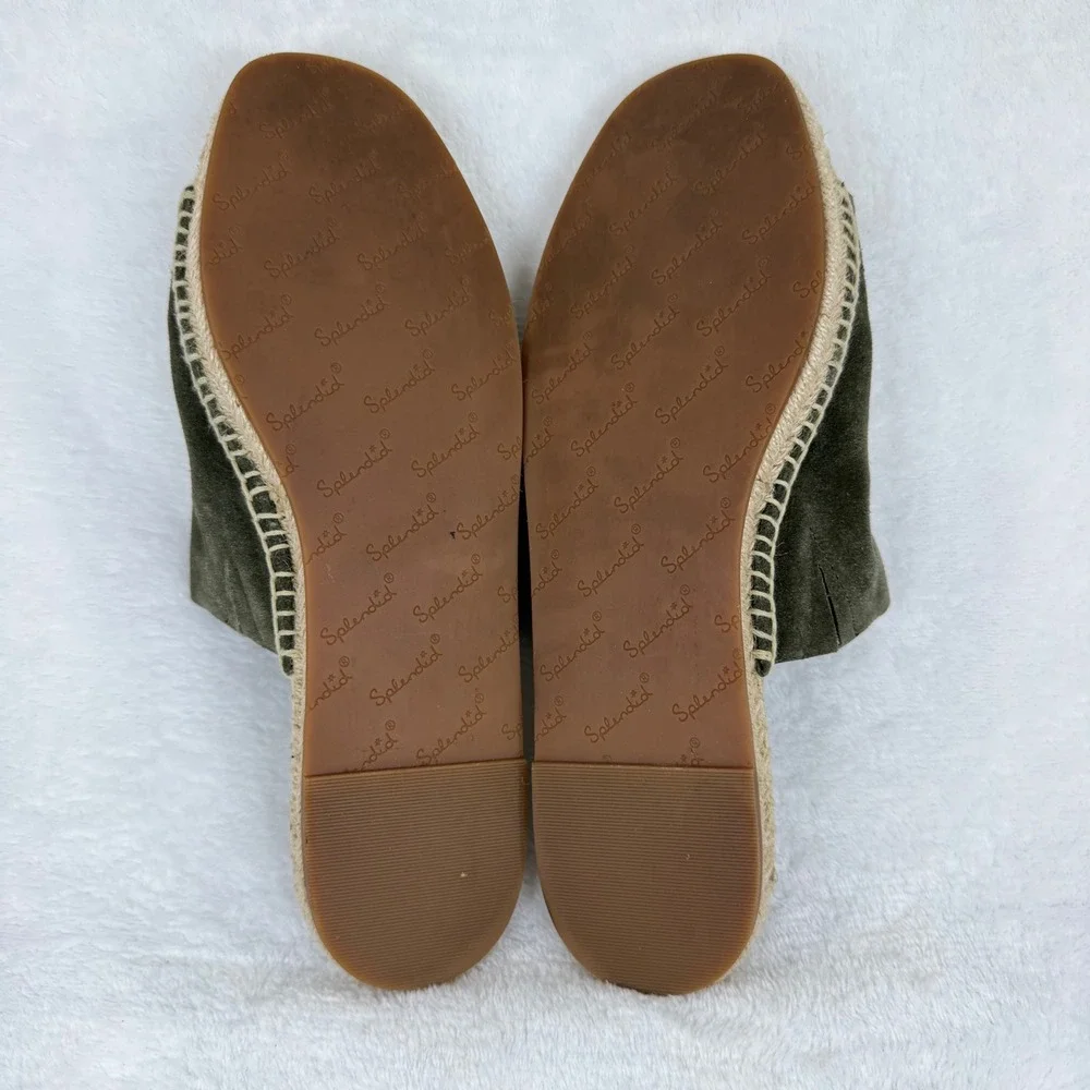 Splendid Green Suede Espadrille Slide‎ Sandals Jute Whipstitch Estimated 9